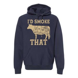 Funny I'd Smoke That Cattle Meat Cuts Premium Hoodie