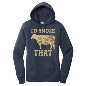 Funny I'd Smoke That Cattle Meat Cuts Women's Pullover Hoodie