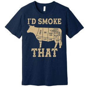 Funny I'd Smoke That Cattle Meat Cuts Premium T-Shirt