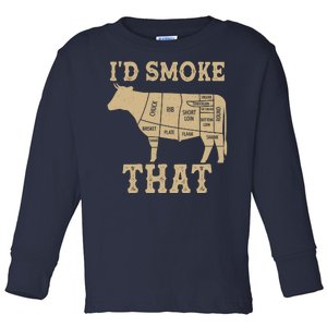 Funny I'd Smoke That Cattle Meat Cuts Toddler Long Sleeve Shirt