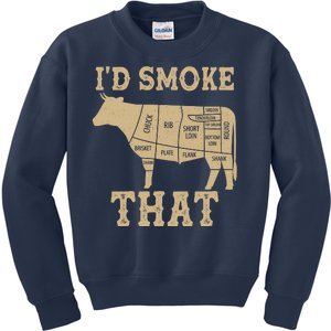 Funny I'd Smoke That Cattle Meat Cuts Kids Sweatshirt