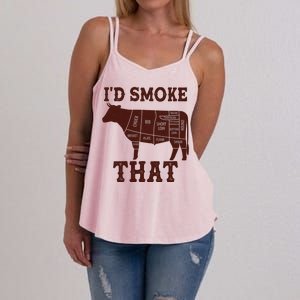 Funny I'd Smoke That Cattle Meat Cuts Women's Strappy Tank