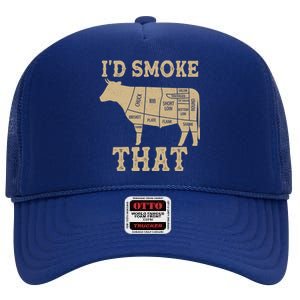 Funny I'd Smoke That Cattle Meat Cuts High Crown Mesh Back Trucker Hat