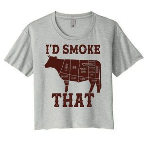 Funny I'd Smoke That Cattle Meat Cuts Women's Crop Top Tee