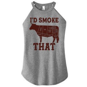 Funny I'd Smoke That Cattle Meat Cuts Women's Perfect Tri Rocker Tank