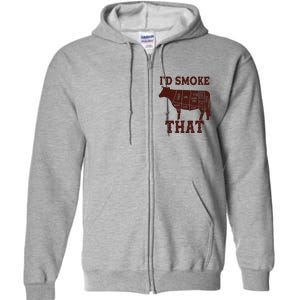 Funny I'd Smoke That Cattle Meat Cuts Full Zip Hoodie