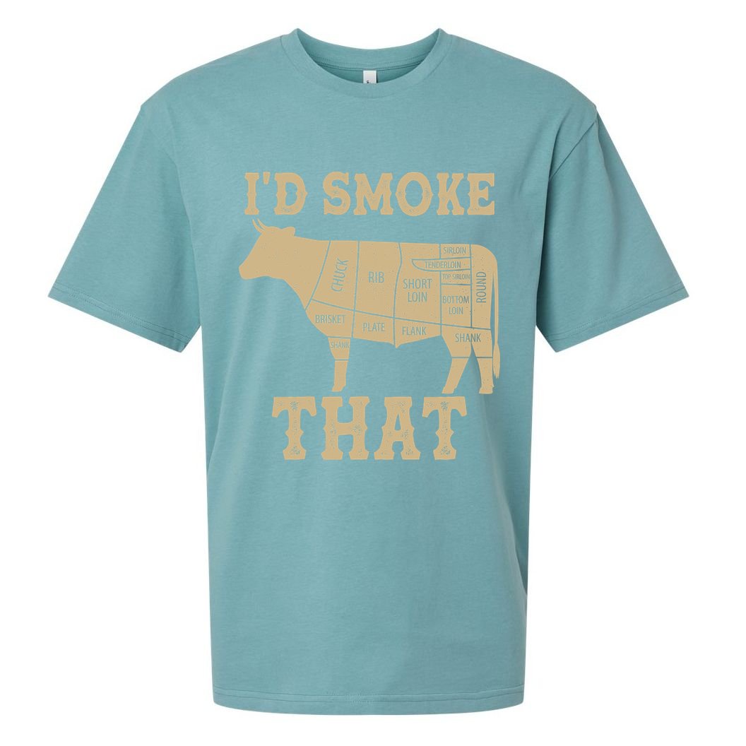 Funny I'd Smoke That Cattle Meat Cuts Sueded Cloud Jersey T-Shirt
