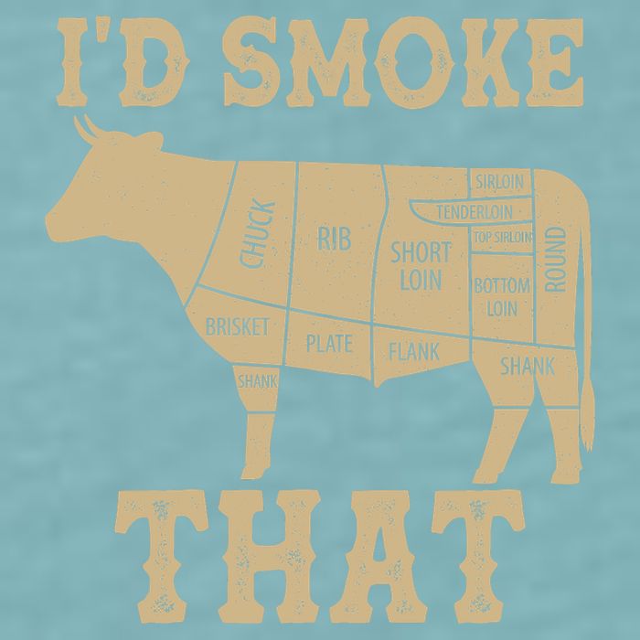 Funny I'd Smoke That Cattle Meat Cuts Sueded Cloud Jersey T-Shirt