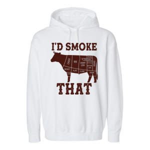 Funny I'd Smoke That Cattle Meat Cuts Garment-Dyed Fleece Hoodie