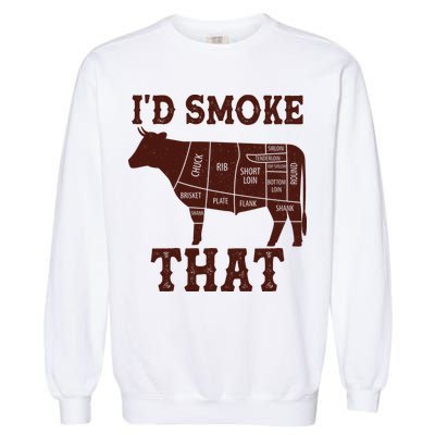Funny I'd Smoke That Cattle Meat Cuts Garment-Dyed Sweatshirt