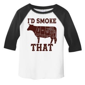 Funny I'd Smoke That Cattle Meat Cuts Toddler Fine Jersey T-Shirt