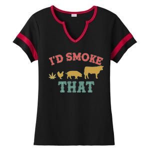 Funny I'd Smoke That Marijuana Leaf Ladies Halftime Notch Neck Tee