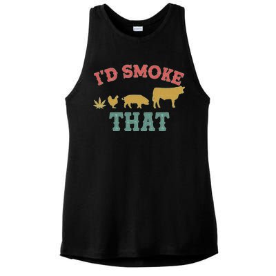 Funny I'd Smoke That Marijuana Leaf Ladies PosiCharge Tri-Blend Wicking Tank