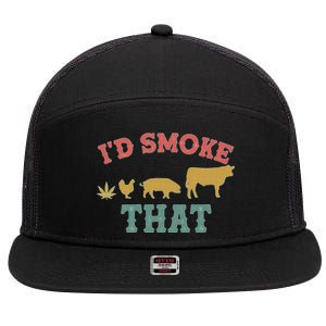 Funny I'd Smoke That Marijuana Leaf 7 Panel Mesh Trucker Snapback Hat