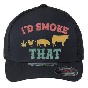 Funny I'd Smoke That Marijuana Leaf Flexfit Unipanel Trucker Cap