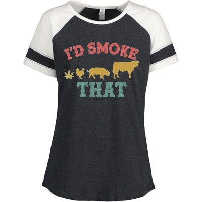 Funny I'd Smoke That Marijuana Leaf Enza Ladies Jersey Colorblock Tee