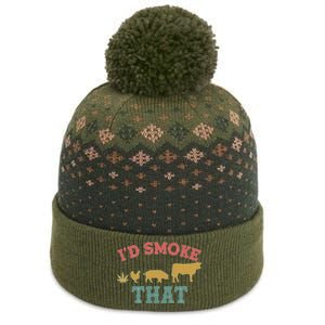 Funny I'd Smoke That Marijuana Leaf The Baniff Cuffed Pom Beanie