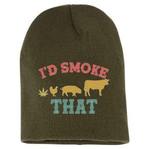 Funny I'd Smoke That Marijuana Leaf Short Acrylic Beanie