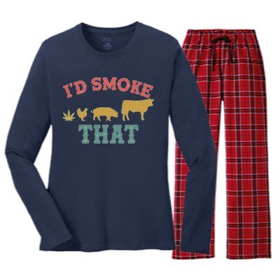 Funny I'd Smoke That Marijuana Leaf Women's Long Sleeve Flannel Pajama Set 