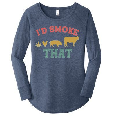 Funny I'd Smoke That Marijuana Leaf Women's Perfect Tri Tunic Long Sleeve Shirt