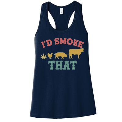 Funny I'd Smoke That Marijuana Leaf Women's Racerback Tank