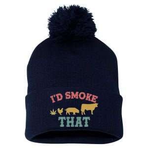 Funny I'd Smoke That Marijuana Leaf Pom Pom 12in Knit Beanie