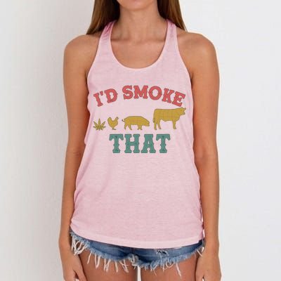 Funny I'd Smoke That Marijuana Leaf Women's Knotted Racerback Tank