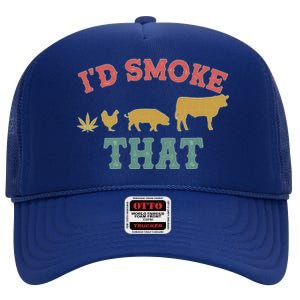 Funny I'd Smoke That Marijuana Leaf High Crown Mesh Back Trucker Hat