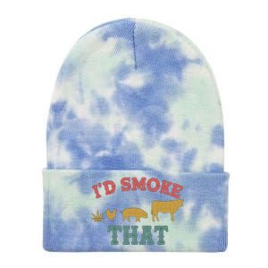 Funny I'd Smoke That Marijuana Leaf Tie Dye 12in Knit Beanie