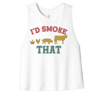 Funny I'd Smoke That Marijuana Leaf Women's Racerback Cropped Tank