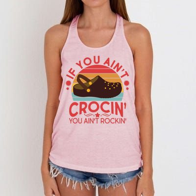 Funny If You Ain't Crocin' You Ain't Rockin' Women's Knotted Racerback Tank