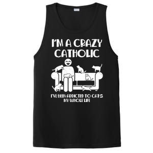 Funny I'm A Crazy Catholic Addicted To Cats PosiCharge Competitor Tank