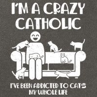 Funny I'm A Crazy Catholic Addicted To Cats Cotton Canvas Backpack