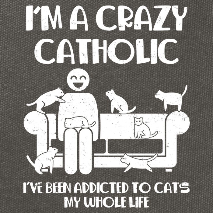 Funny I'm A Crazy Catholic Addicted To Cats Cotton Canvas Backpack