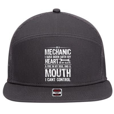 Funny I'm A Mechanic Quote 7 Panel Mesh Trucker Snapback Hat