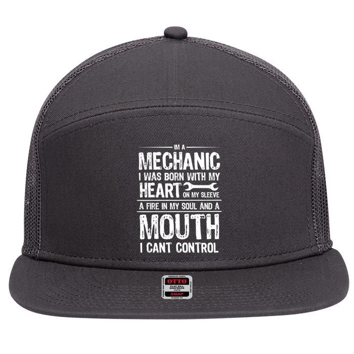 Funny I'm A Mechanic Quote 7 Panel Mesh Trucker Snapback Hat