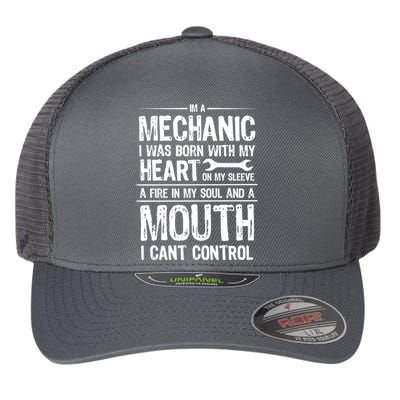 Funny I'm A Mechanic Quote Flexfit Unipanel Trucker Cap