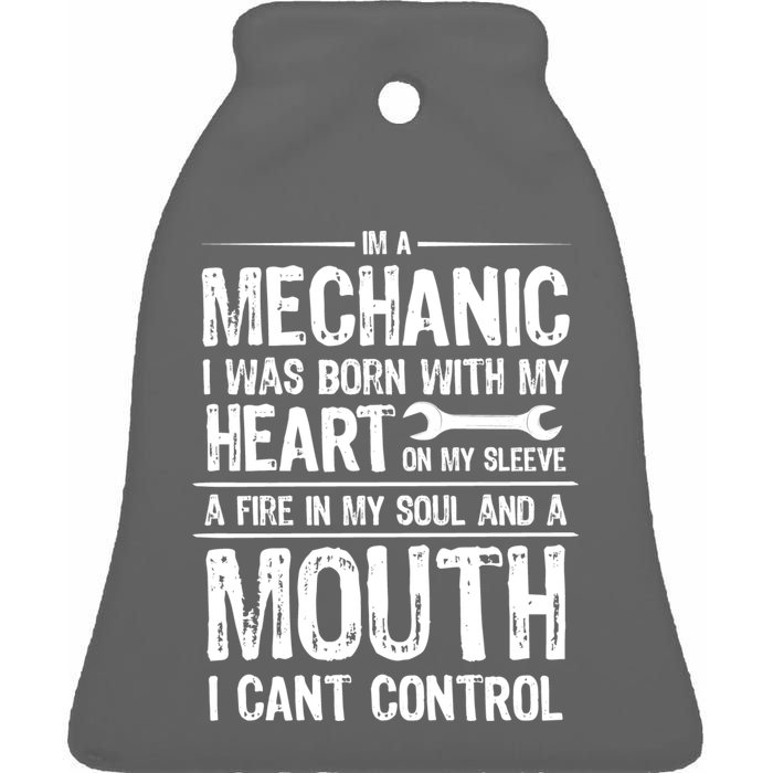 Funny I'm A Mechanic Quote Ceramic Bell Ornament