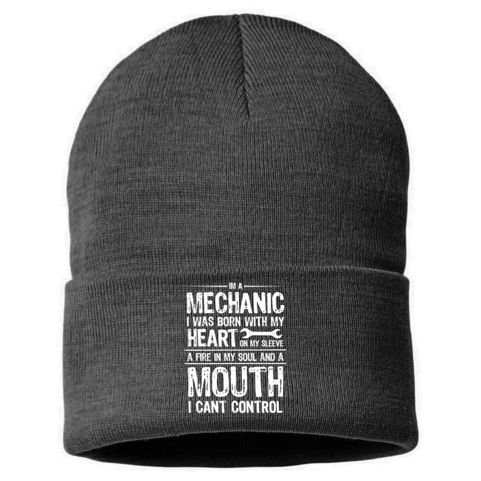 Funny I'm A Mechanic Quote Sustainable Knit Beanie