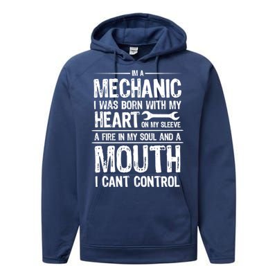 Funny I'm A Mechanic Quote Performance Fleece Hoodie