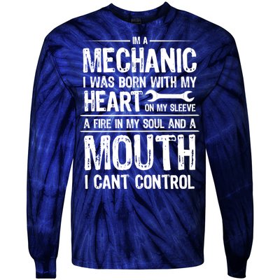 Funny I'm A Mechanic Quote Tie-Dye Long Sleeve Shirt