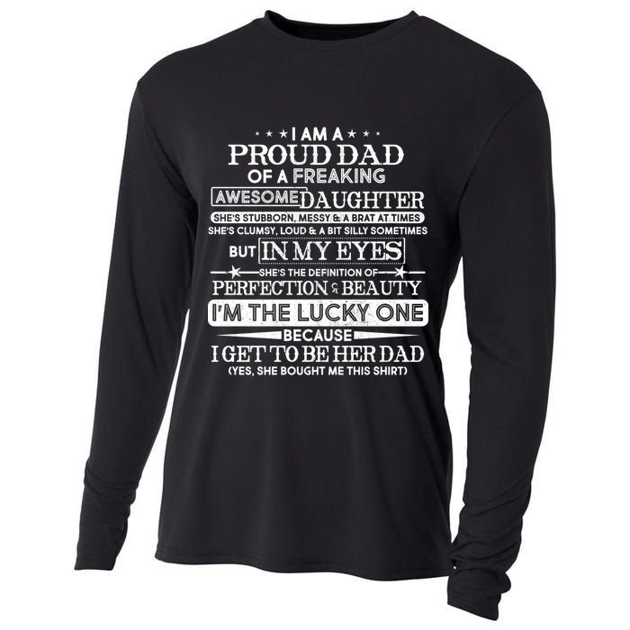Funny I'm A Proud Lucky Dad Of Awesome Daughter Cooling Performance Long Sleeve Crew