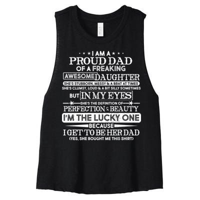 Funny I'm A Proud Lucky Dad Of Awesome Daughter Women's Racerback Cropped Tank