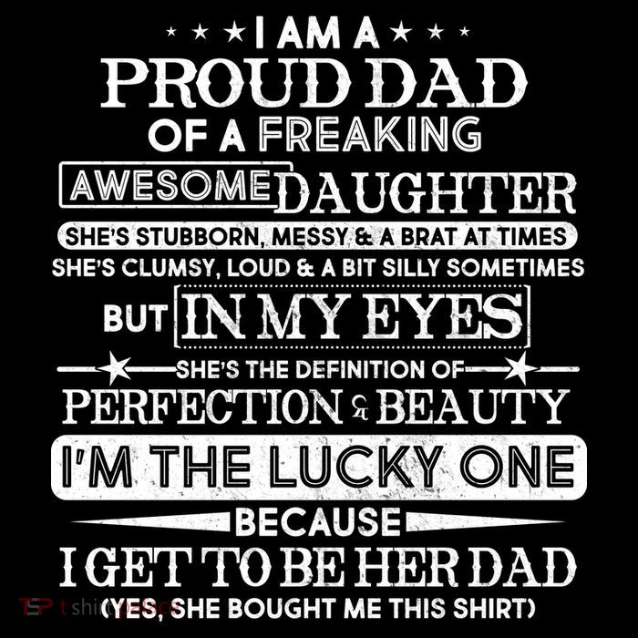 Funny I'm A Proud Lucky Dad Of Awesome Daughter Women's V-Neck T-Shirt