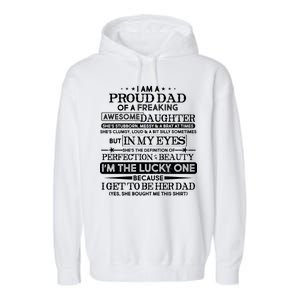 Funny I'm A Proud Lucky Dad Of Awesome Daughter Garment-Dyed Fleece Hoodie