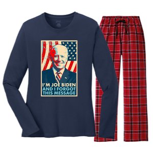 Funny I'm Joe Biden And I Forgot This Message Women's Long Sleeve Flannel Pajama Set 