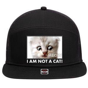 Funny I'm Not A Cat Zoom Lawyer Cat Meme 7 Panel Mesh Trucker Snapback Hat