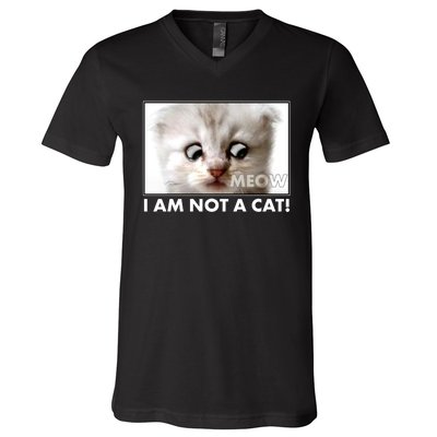 Funny I'm Not A Cat Zoom Lawyer Cat Meme V-Neck T-Shirt