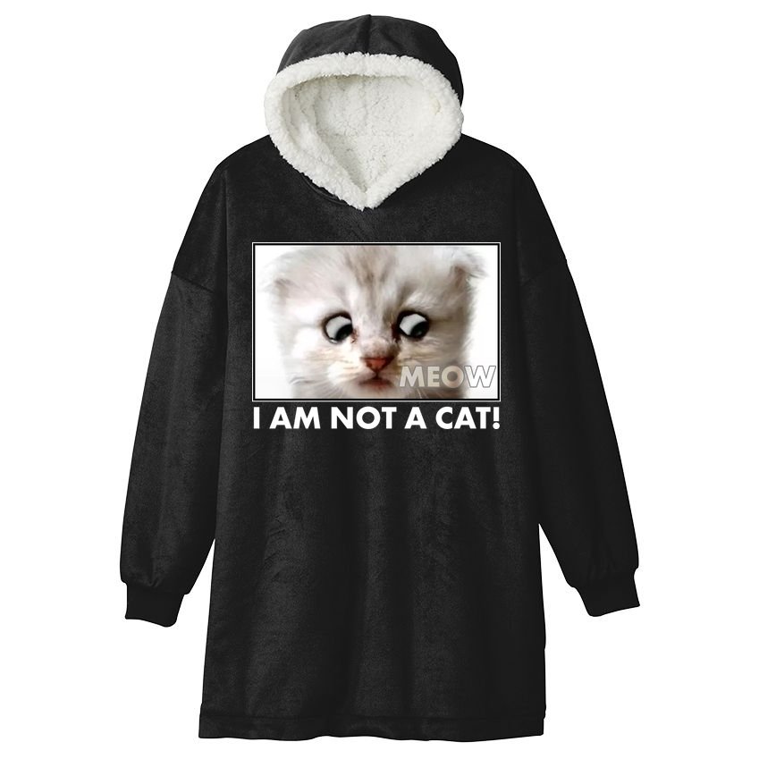 Funny I'm Not A Cat Zoom Lawyer Cat Meme Hooded Wearable Blanket