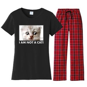 Funny I'm Not A Cat Zoom Lawyer Cat Meme Women's Flannel Pajama Set